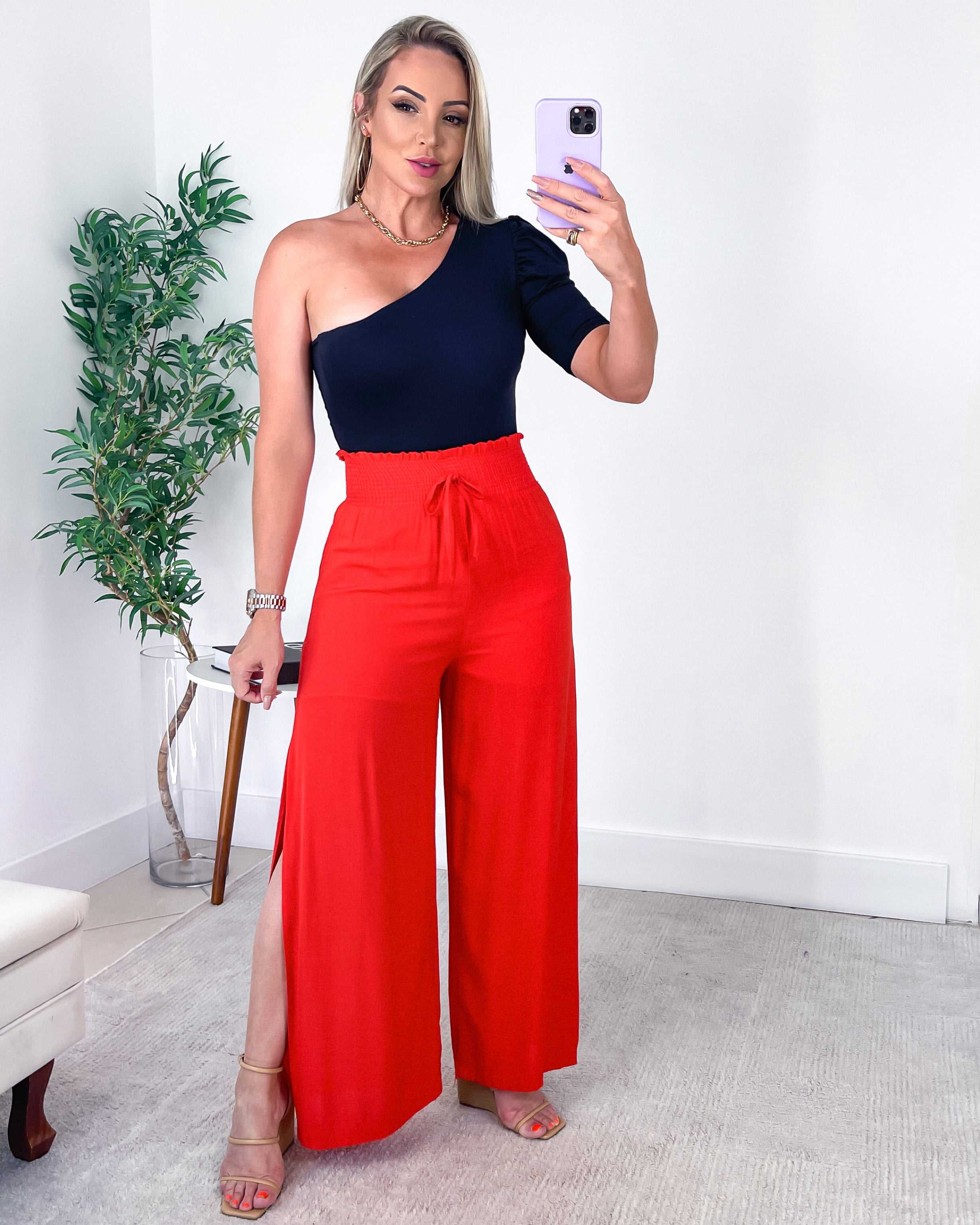 Calça Pantalona Virginia – Laranja – Rede Guria Store